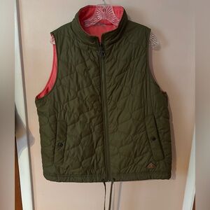 BARBOUR  Apia Gilet Quilted Full Zip Vest Green/Pink Reversible SZ 12